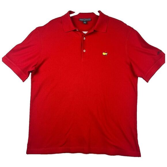 Masters Collection Polo Shirt Men Red Golf Logo Collared Pima Cotton Size Large - Picture 1 of 7
